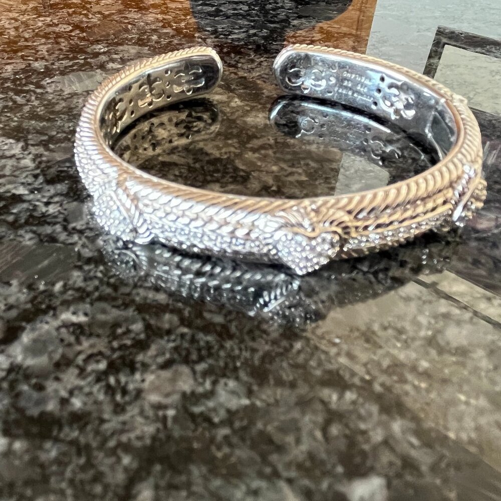 Judith Ripka Signature Heart Hinged Cuff Bracelet